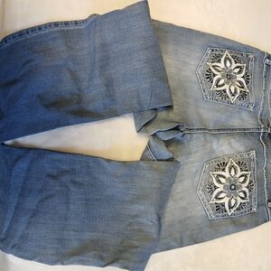 Earl Jeans Blue Wide Leg with Floral Detail